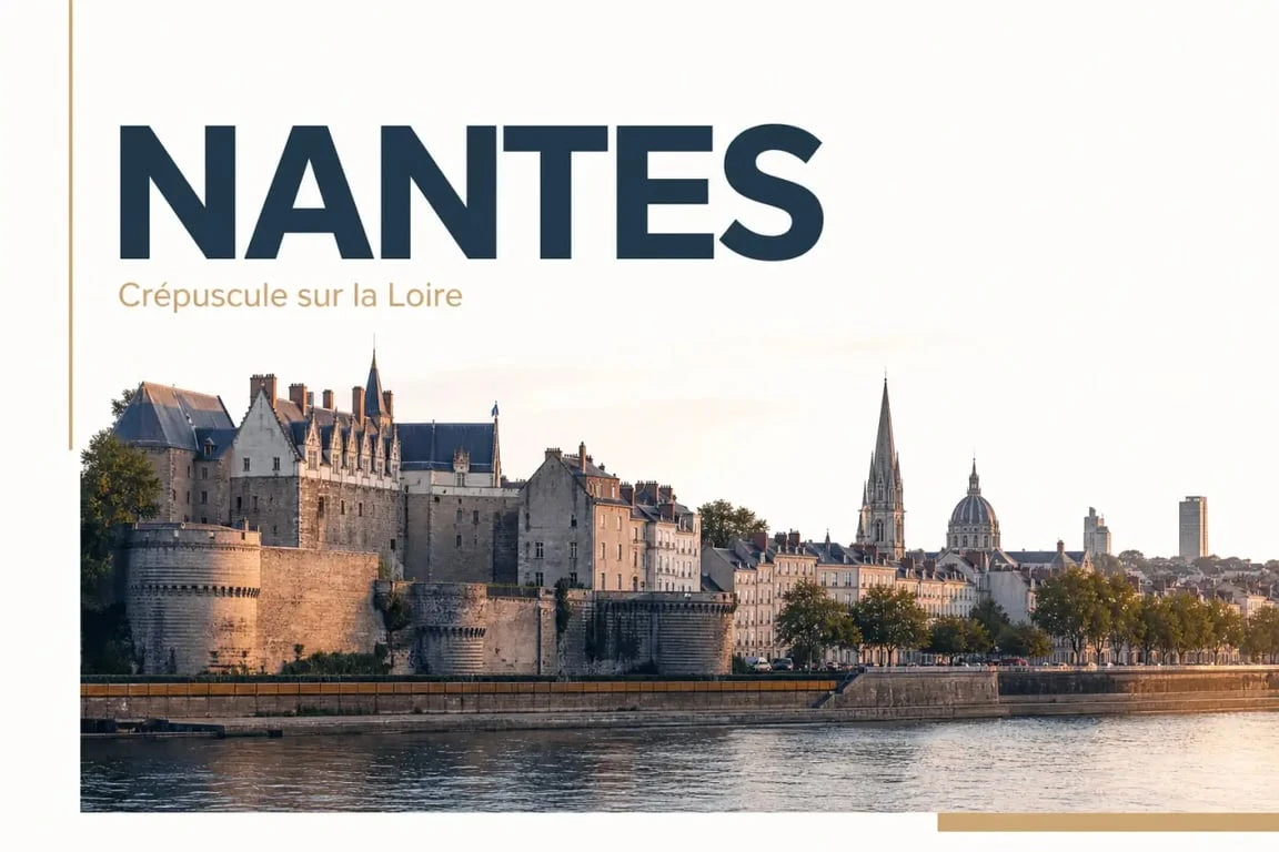 Incontournable Nantes : panorama éditorial du Château des ducs de Bretagne et des quais de Loire au crépuscule