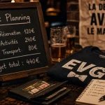 Enterrement de vie de garcon Paris : planning EVG sur ardoise