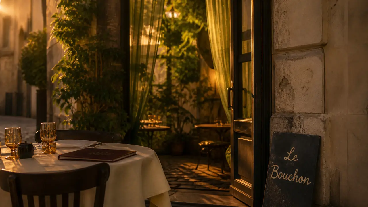 le bouchon restaurant nantes : entrée avec jardin intérieur