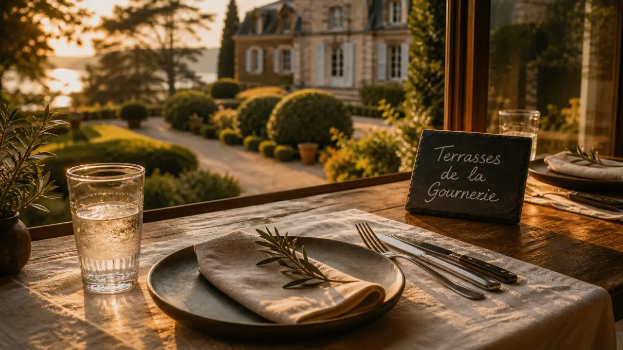 Les terrasses de la Gournerie : restaurant dans un château près de Nantes, terrasse verte