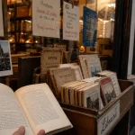 Librairie Nantes : livres anciens à trier en vitrine