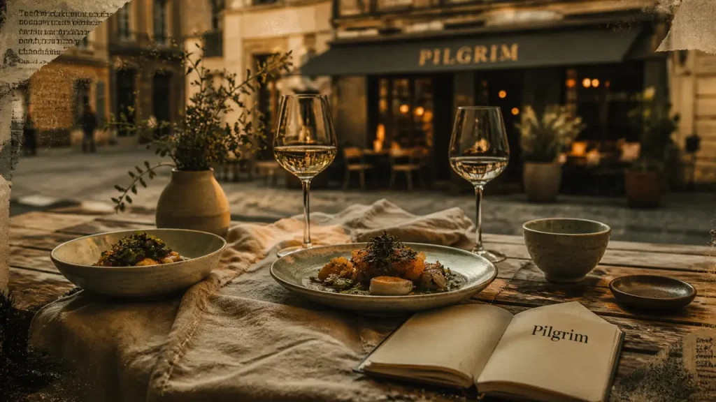 Pilgrim restaurant Nantes : table en bois et carnet Pilgrim