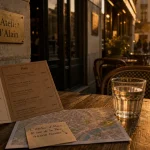 restaurant l'atelier d'alain nantes, menu et adresse sur table au restaurant