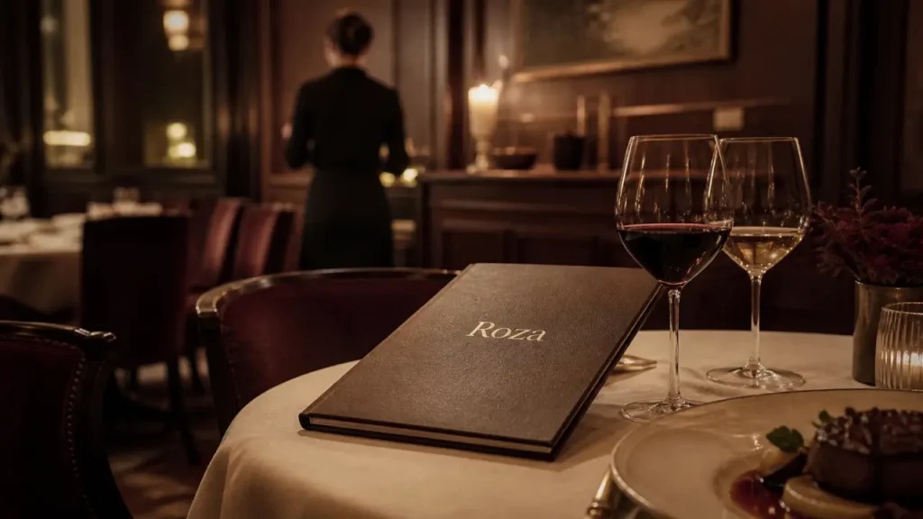 Restaurant roza nantes, table dressée pour déjeuner ou dîner