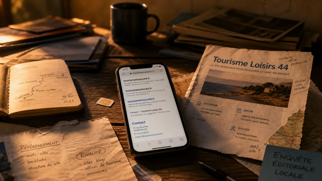 Tourisme loisirs 44 : smartphone avec contact et réservation en ligne
