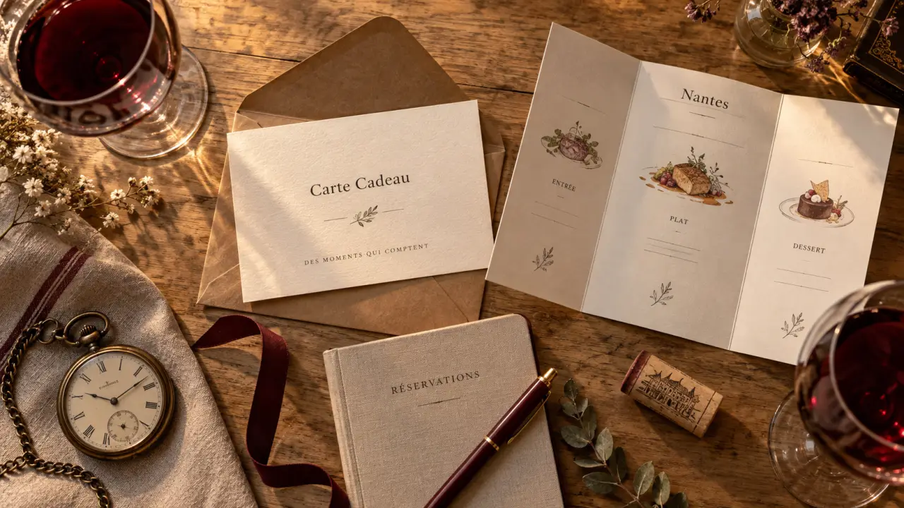 carte cadeau restaurant nantes 59€ à 174€ sur table en bois