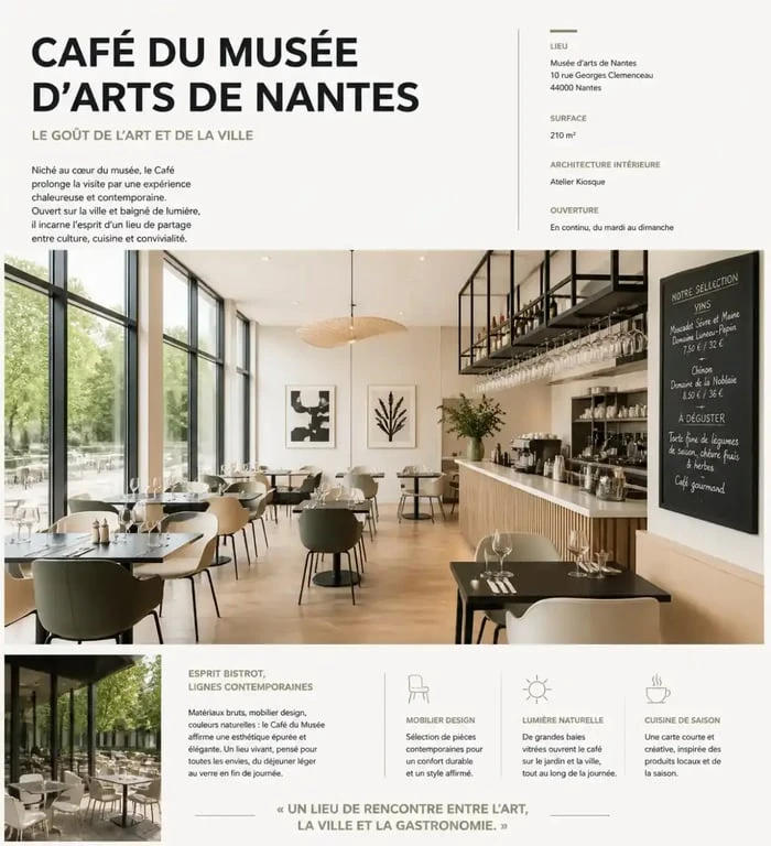 Ambiance intérieure du Café du Musée d'arts de Nantes