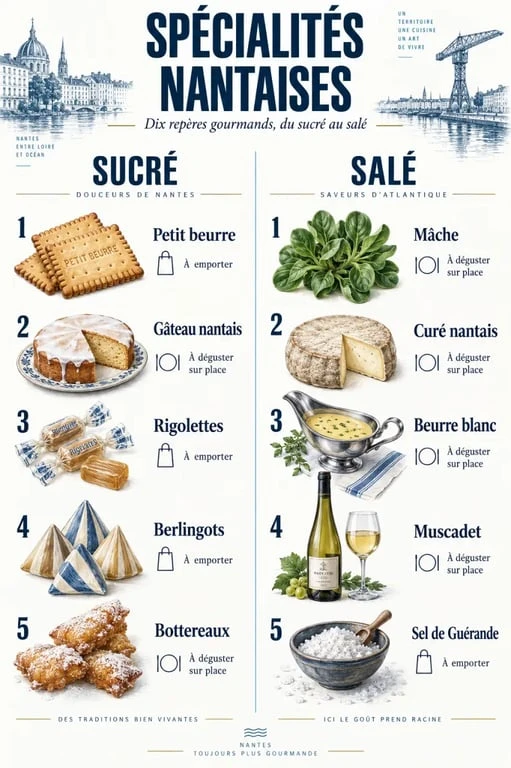 Infographie des principales spécialités nantaises sucrées et salées