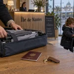 Hotel nantes famille : hall d’hôtel à l’Île de Nantes, parent et enfant