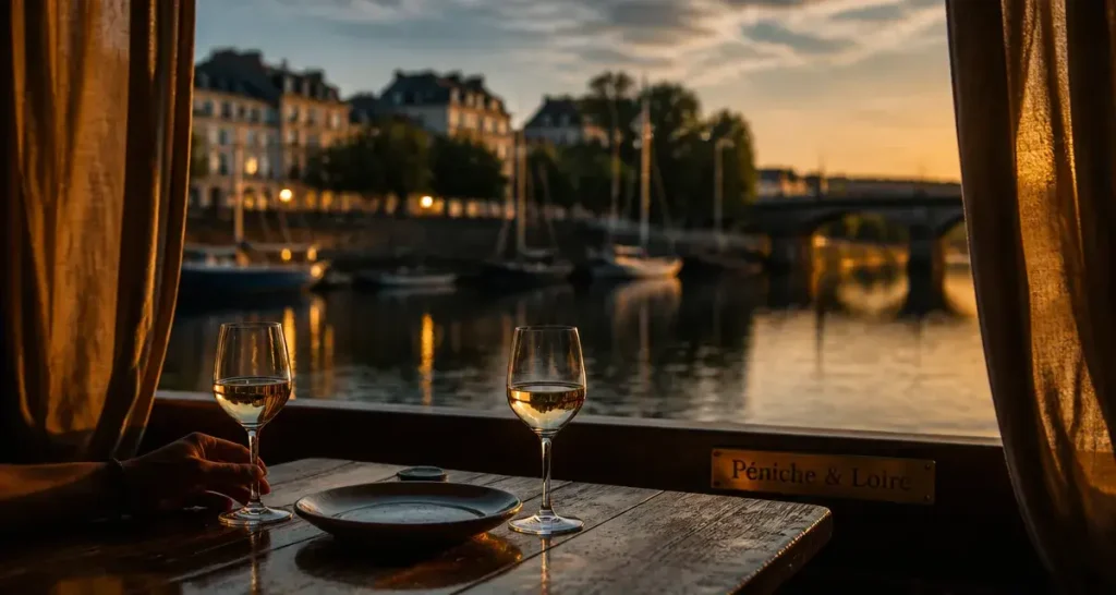Péniche week end nantes sur la Loire : verres à bord