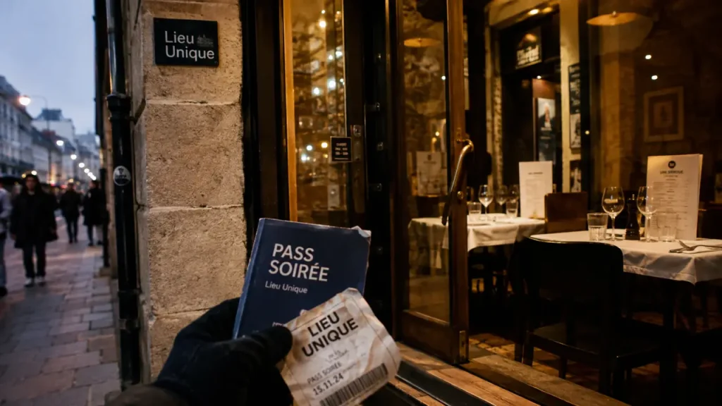 restaurant lu nantes : entrée du Lieu Unique, avant spectacle à Nantes