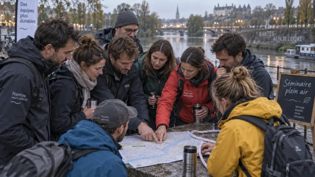Séminaire d'entreprise avec activités de plein air à Nantes, équipe en extérieur