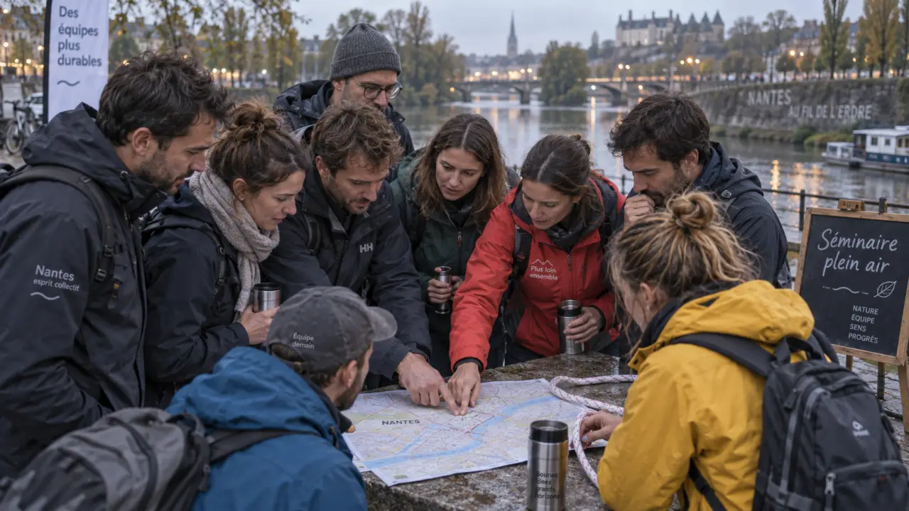 Séminaire d'entreprise avec activités de plein air à Nantes, équipe en extérieur