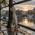 Sortie Nantes aujourd’hui : quai sous la pluie, parapluie et Erdre
