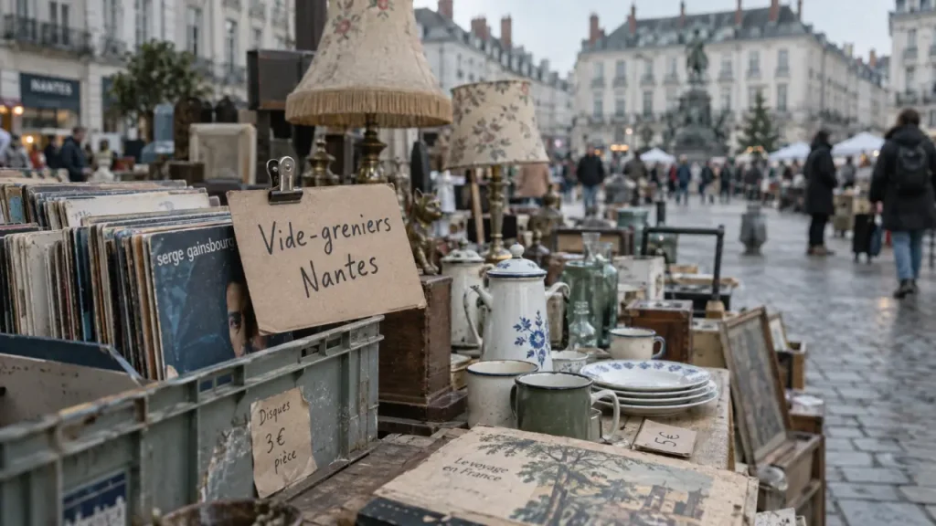 Vide grenier 44 ce week end Nantes : table de brocante