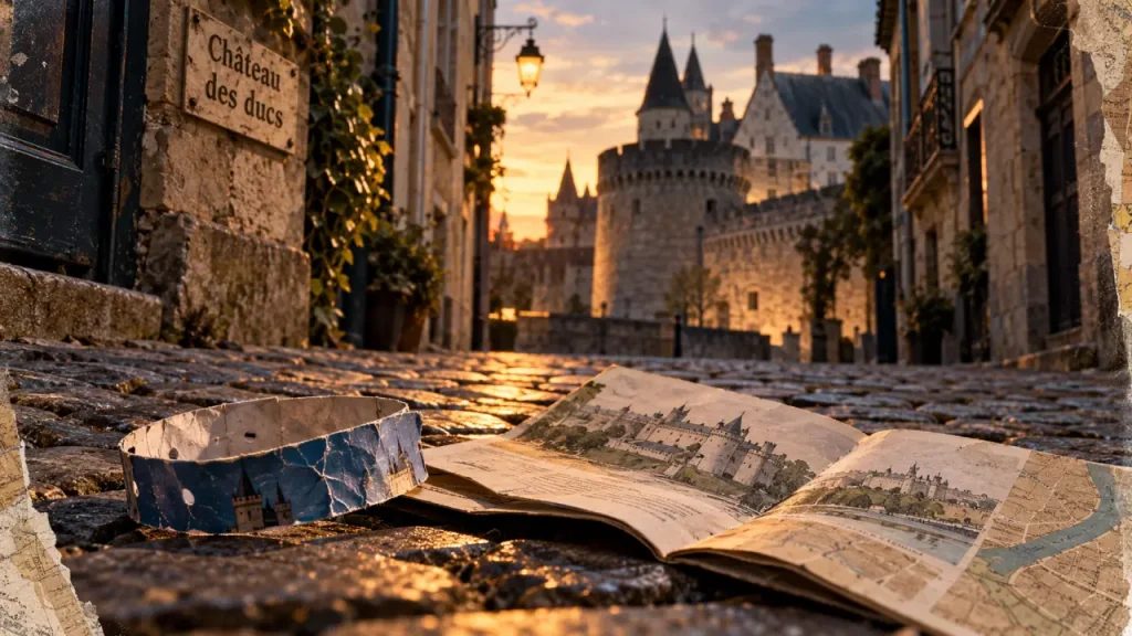 Visite patrimoine nantes : ruelle pavée vers le Château des ducs