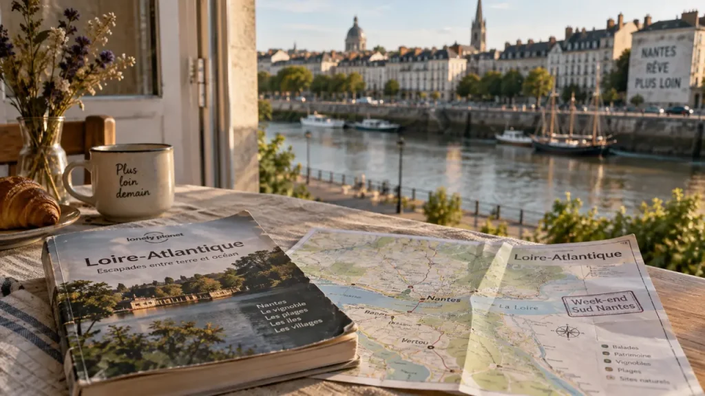 Week end nantes sud : carte de la Loire sur une table, rive sud